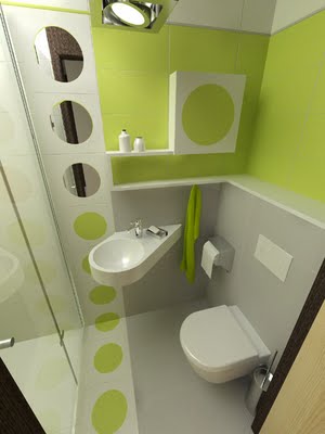 Простір ванною можна візуально збільшити обробкою світлих зелених або блакитних відтінків і великим дзеркалом